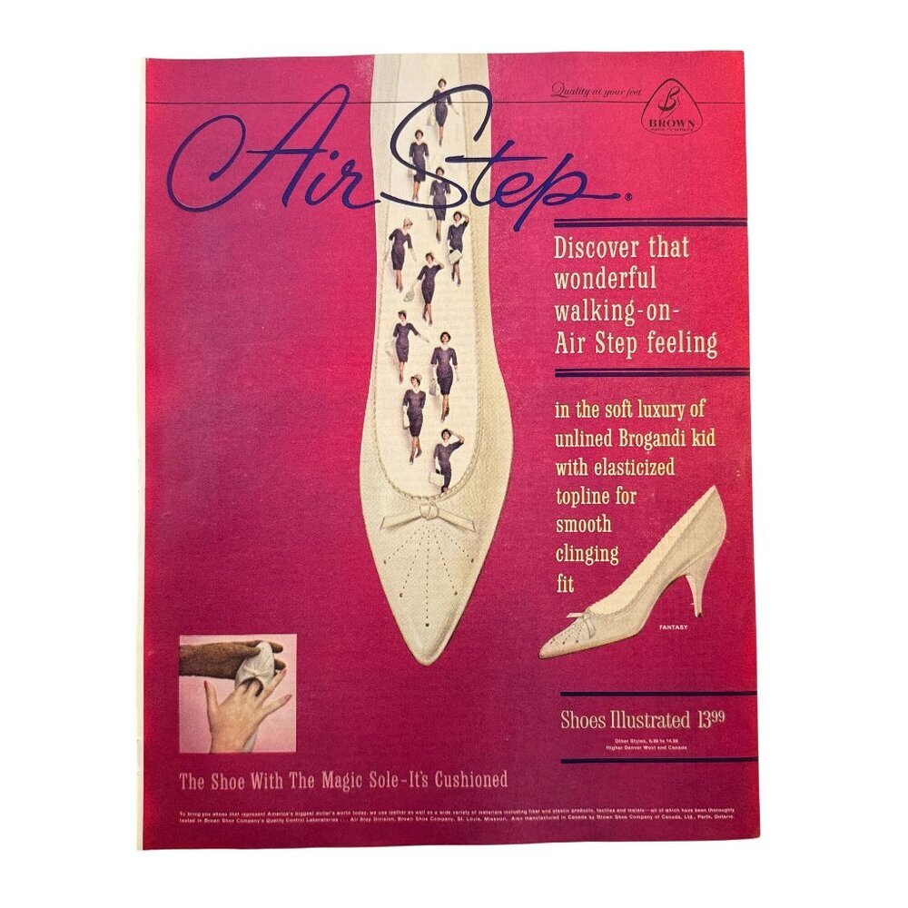 Vintage 1961 Air Step Shoes Brown Shoe Co Advertisement Print Ad